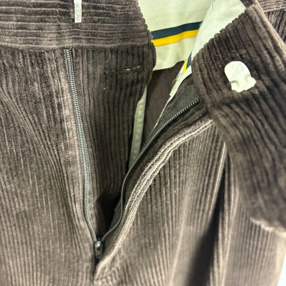 Vintage Nautica Mens Brown Corduroy Pleated Pants‎ Relaxed Fit Classic